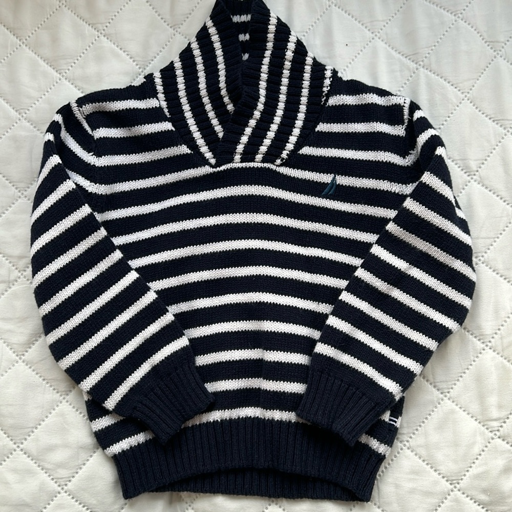 EUC Nautica Navy & white striped sweater